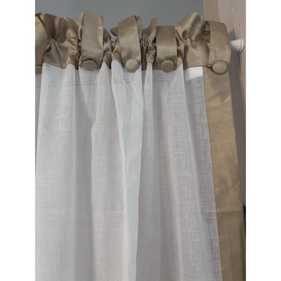 White Cross Other - Sheer Curtain Tab Button Top Panels (4) White And Gold 60Wx63L Hollywood Regency